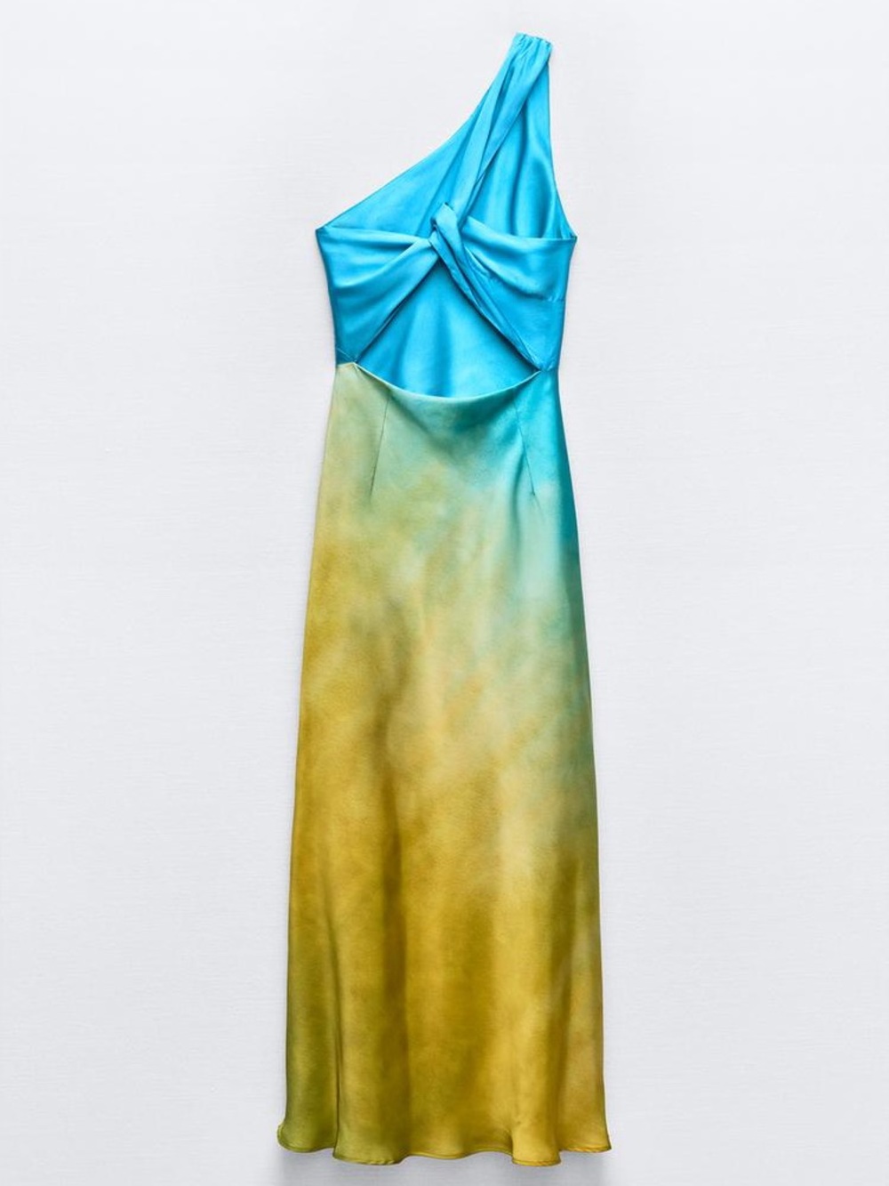 ZARA ASYMMETRICAL SATIN EFFECT TIE DYE DRESS XS NWT - Picture 10 of 16